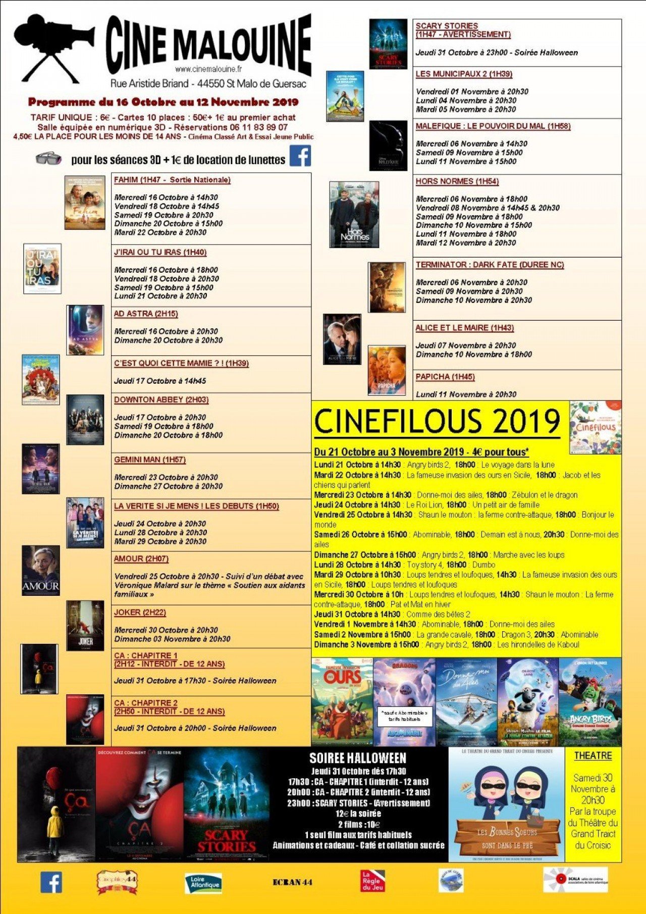 Programme Ciné Malouine Saint Malo De Guersac ciné filou 3 nov
